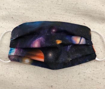 Adults or Kids Crafted Reusable Washable Fabric Face Mask Covering Raising Money For Mind Planets with Stars and Orange