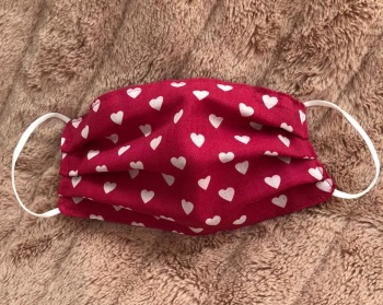 Adult's and Kid’s Handcrafted Reusable Washable Fabric Face Mask Covering Raising Money For Mind  Valentines Dark Pink & White Hearts