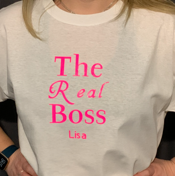 Customisable Men's / Women's T Shirt Couple's Valentines Joke Gift 'The Real Boss'