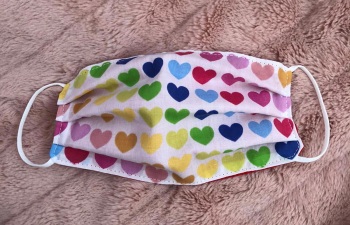 Adult's and Kid’s Handcrafted Reusable Washable Fabric Face Mask Covering Raising Money For Mind  Valentines Rainbow Hearts