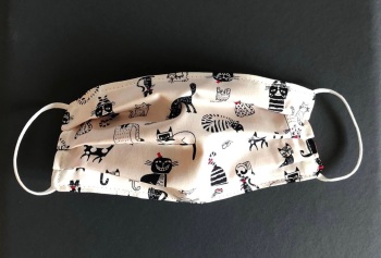 Adult's and Kid’s Handcrafted Reusable Washable Fabric Face Mask Covering Raising Money For Mind Black, White & Red Cats