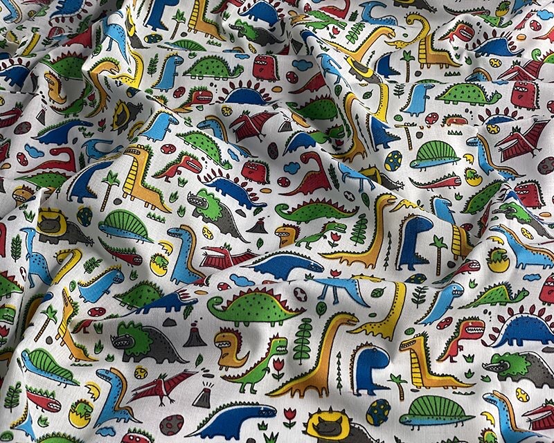 Dino MP Polycotton Fabric Material 114cm By The Metre FREE DELIVERY