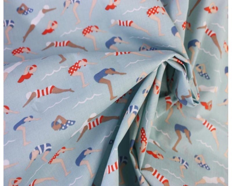 Sally Polycotton Swimmers Fabric Material 115cm By The Metre FREE DELIVERY