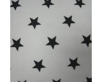 Black Stars on White 100% Cotton Fabric 56" Width Price Per Metre FREE DELIVERY