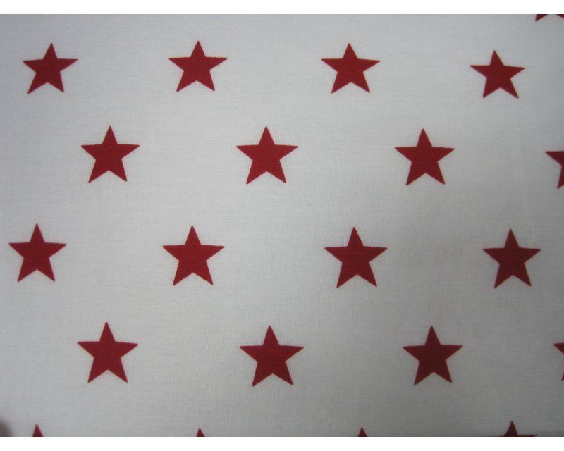 Red Stars on White 100% Cotton Fabric 56