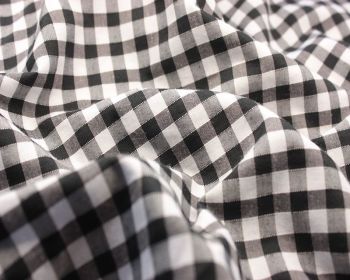 Polycotton Fabric Black High Density 1/4 Gingham Check 44 inch By The Metre FREE DELIVERY