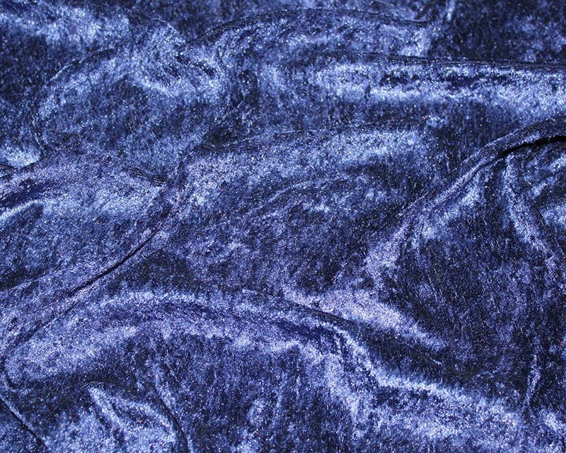 Crushed Velvet Navy Blue Fabric 58 inch By The Metre FREE UK DELIVERY