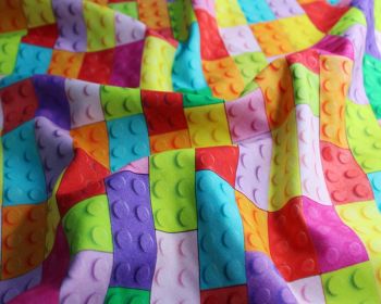 Rainbow Building Blocks 100% Cotton Fabric 59" By The Metre FREE UK Delivery