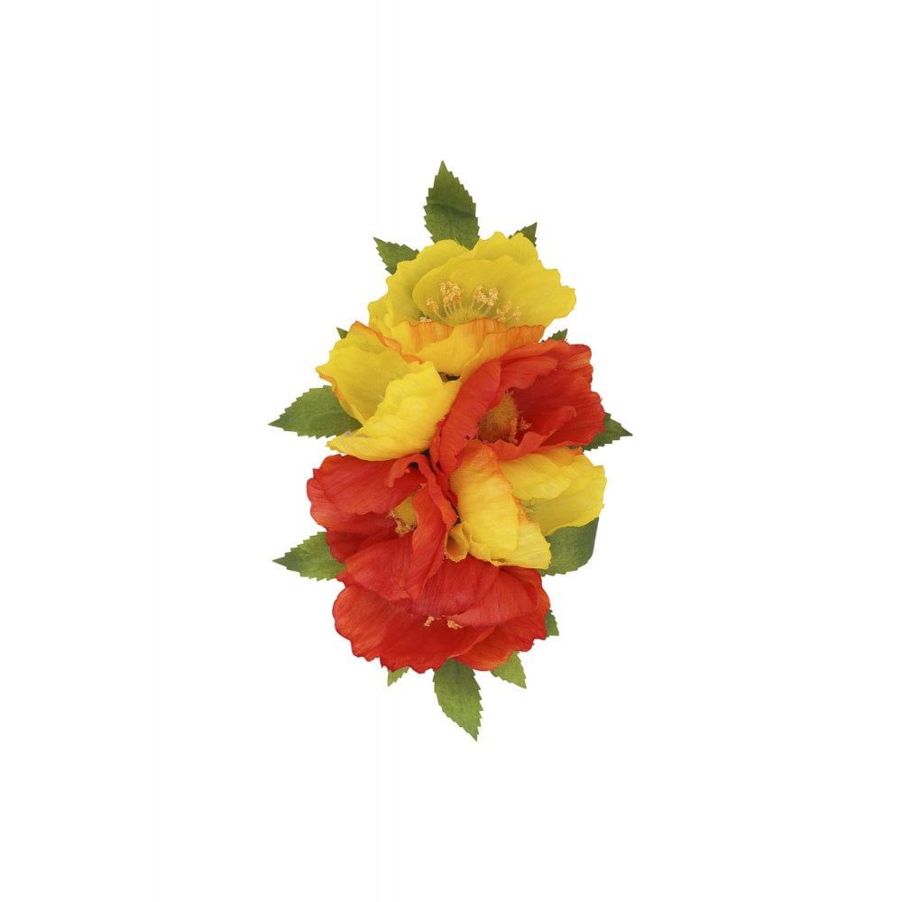 Collectif Accessories Nalani Hair Flower Clip or Broach in Red & Yellow