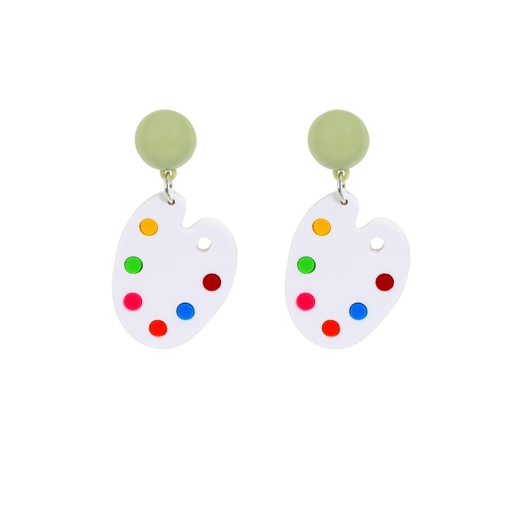 Collectif Accessories Domed Stud Watercolour White Painters Palette Earring