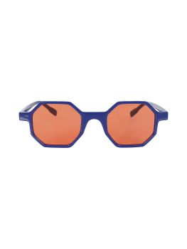 Collectif Accessories Blue Octagon Polly Orange Tinge Lens Retro Chic Sunglasses