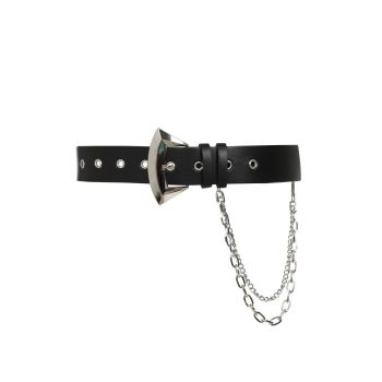Collectif Accessories Black PU Rosa Chain Belt Silver Buckle & Chain One Size