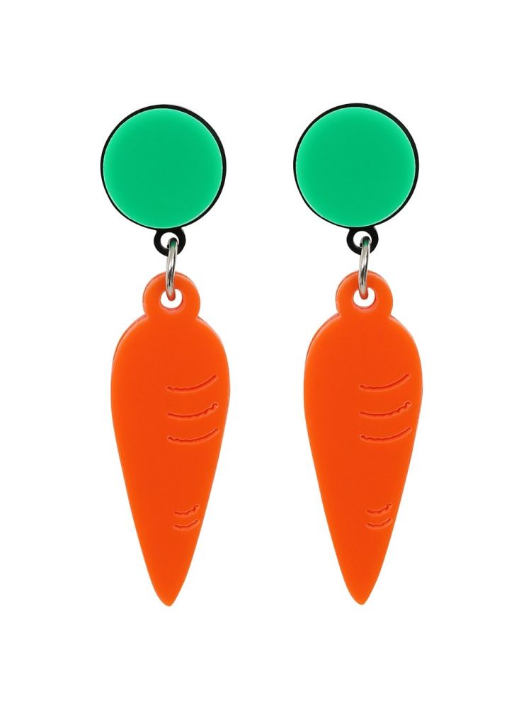 Collectif Accessories Kitsch Vibrant Orange Rabbit Treats Carrot Earrings