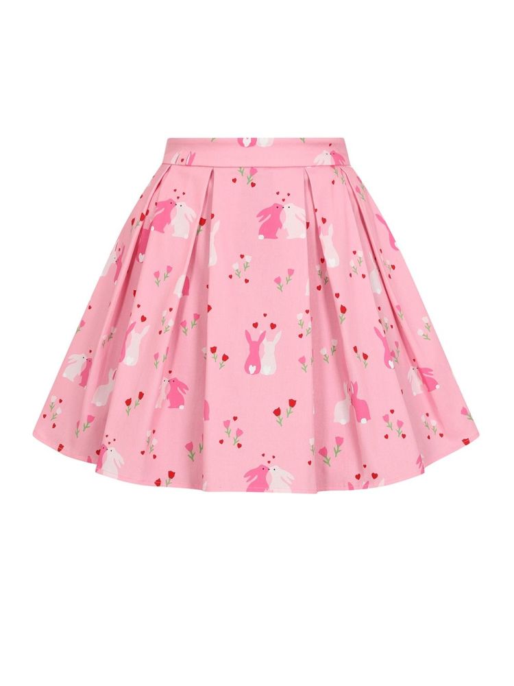 Collectif Mainline Marilu Some Bunny To Love & Roses Vintage Style Pleated 