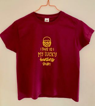 Customisable & Personalised Mens, Women's & Kids Easter T Shirt 'THIS IS MY LUCKY HUNTING SHIRT'
