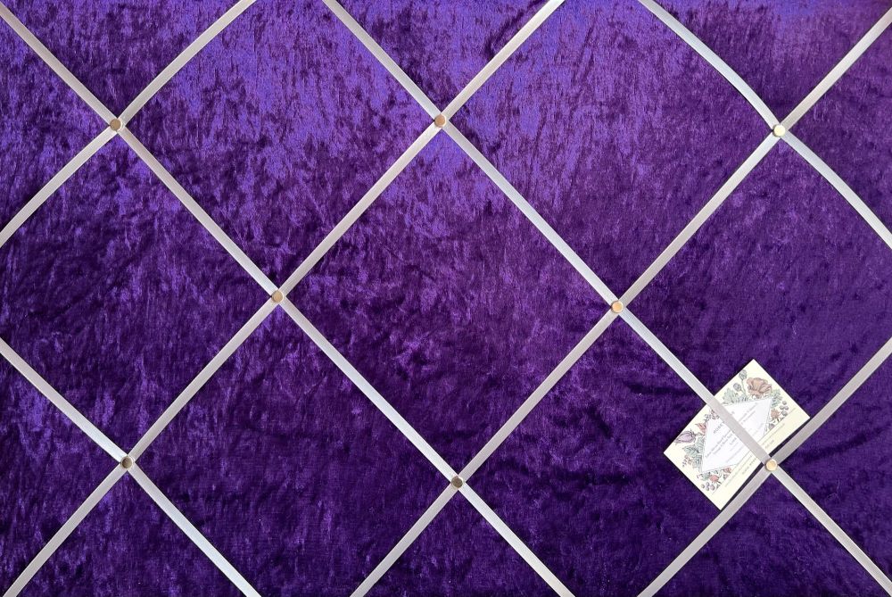 Custom Handmade Bespoke Fabric Pin Memo Notice Photo Cork Board With Purple
