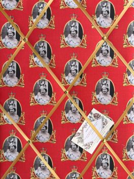 Custom Handmade Bespoke Fabric Pin Memo Notice Photo Cork Board With God Save The Queen in Red Royal Platinum Jubilee Fabric Choice of Size & Ribbon