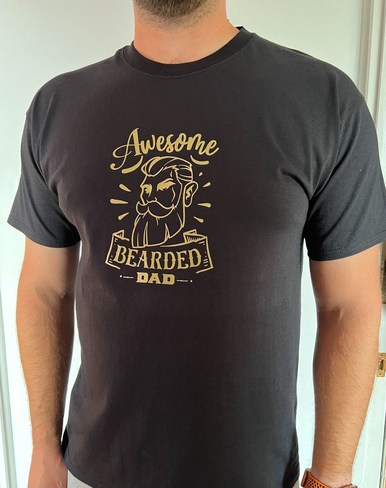 Hand Crafted Customisable Men's Top - Awesome Bearded Dad T Shirt - Father'