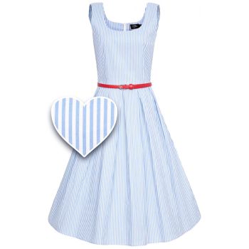 Dolly & Dotty Kid's Amanda Classic Striped 50s Vintage Swing Dress in Pale Blue