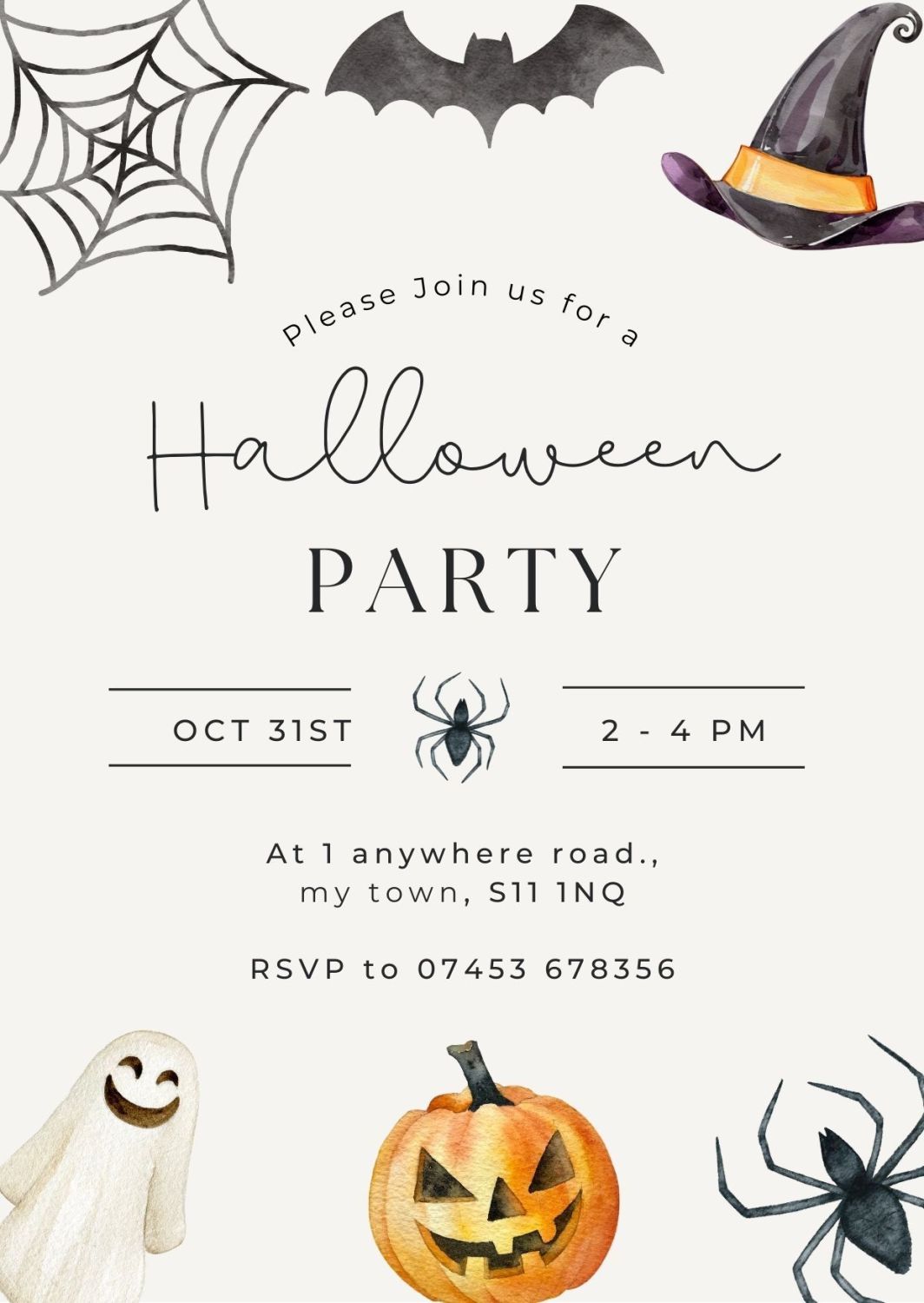 Personalised With Your Details - Halloween Party Invitation PDF Printable G