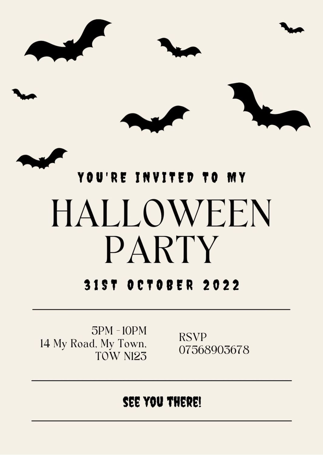 Personalised With Your Details - Halloween Party Invitation PDF Printable F