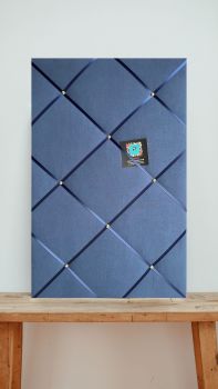 Custom Handmade Bespoke Fabric Pin Memo Notice Photo Cork Board With Navy Blue Fabric With Your Choice of Sizes & Ribbons