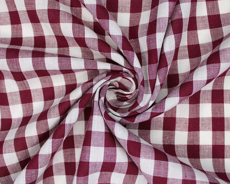 100% Cotton 1cm Check Gingham in Red Wine 140cm By The Metre FREE DELIVERY
