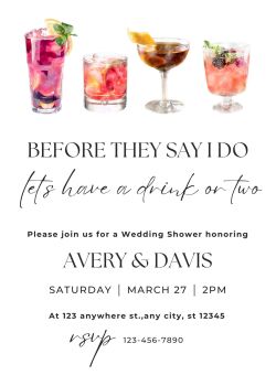 Personalised With Your Details - Customised Wedding Shower Engagement Party PDF Printable Drink or Two