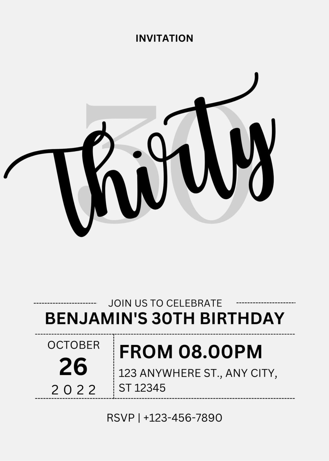Personalised With Your Details - Customised Birthday Party Invitation PDF P