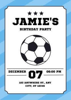 Personalised With Your Details - Customised Birthday Party Invitation PDF Printable Blue Football Soccer Birthday Invite