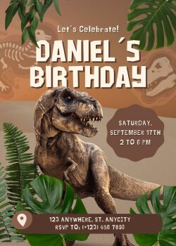 Personalised With Your Details - Customised Birthday Party Invitation PDF Printable Realistic Dinosaur Birthday Invite