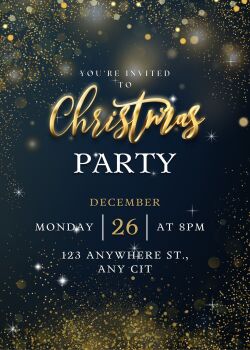 Personalised With Your Details - Customised Christmas Party Invitation PDF Printable Gold Glitter Confetti Elegant Party Invite
