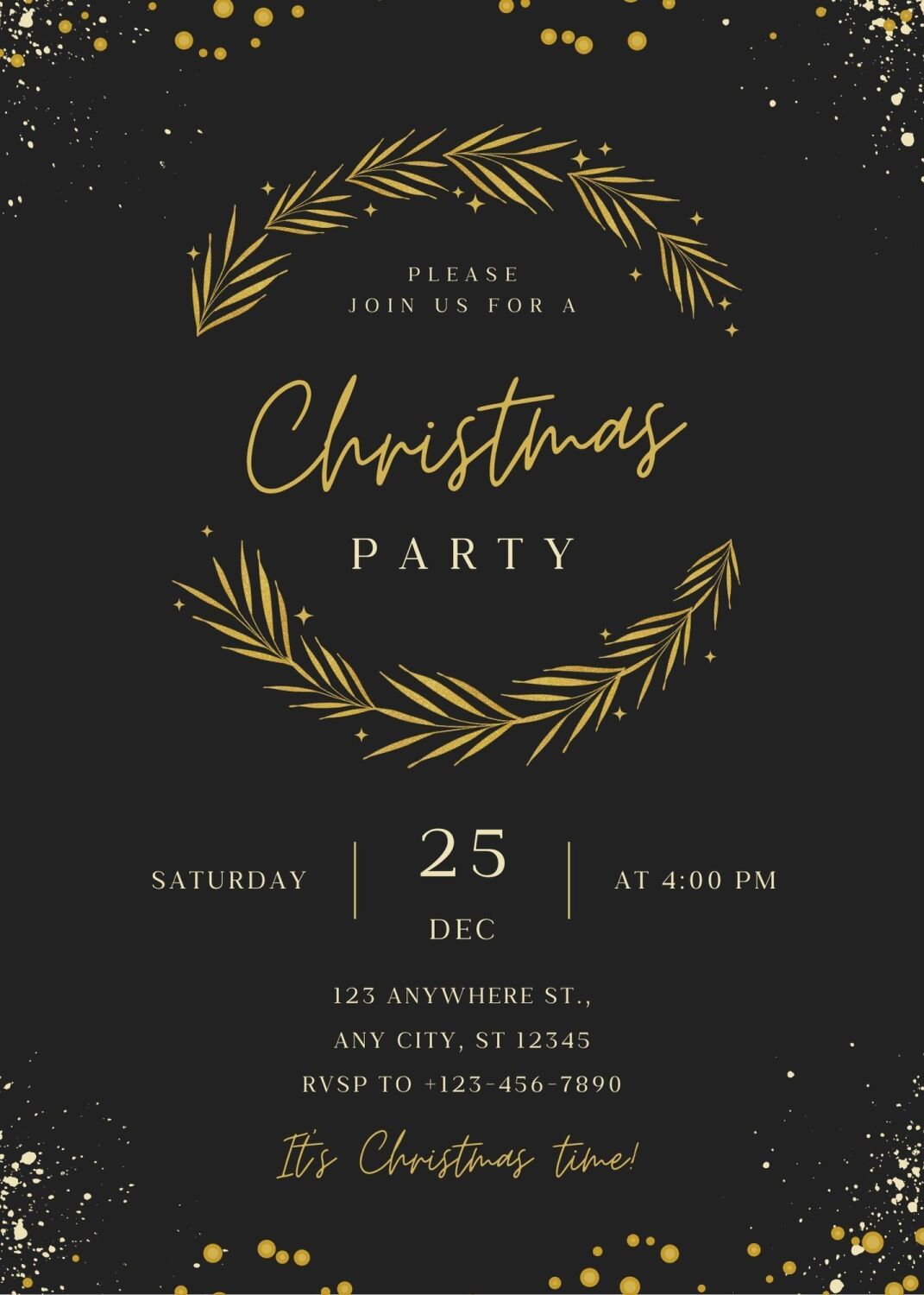 Personalised With Your Details - Customised Christmas Party Invitation PDF 