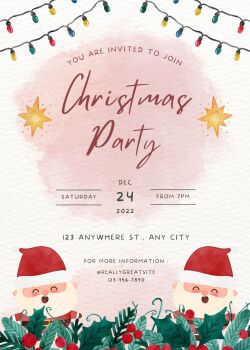 Personalised With Your Details - Customised Christmas Party Invitation PDF Printable Red Green Santa Father Christmas Party Invite