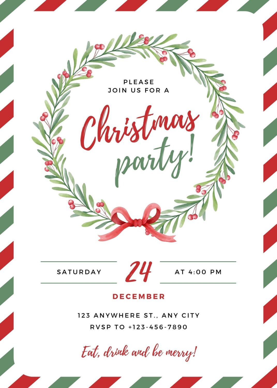 Personalised With Your Details - Customised Christmas Party Invitation PDF 