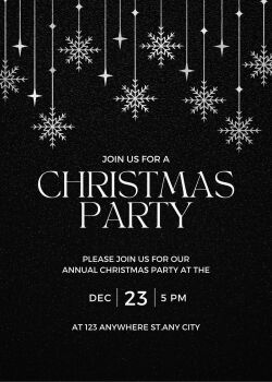 Personalised With Your Details - Customised Christmas Party Invitation PDF Printable Black & White Snowflake Party Invite