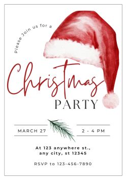 Personalised With Your Details - Customised Christmas Party Invitation PDF Printable Red Santa Father Christmas Hat Party Invite