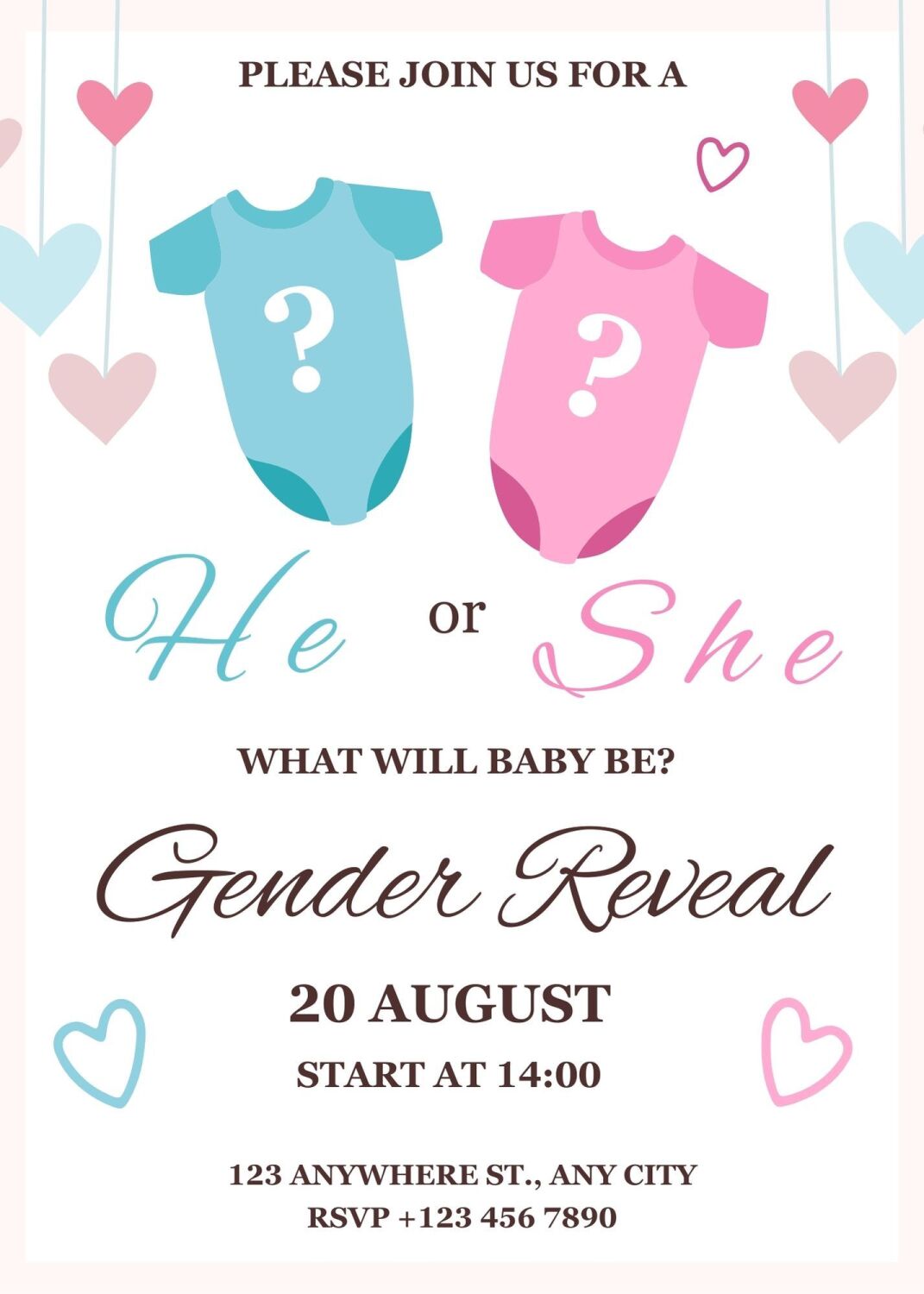 Personalised With Your Details - Customised Gender Reveal Celebration Invit