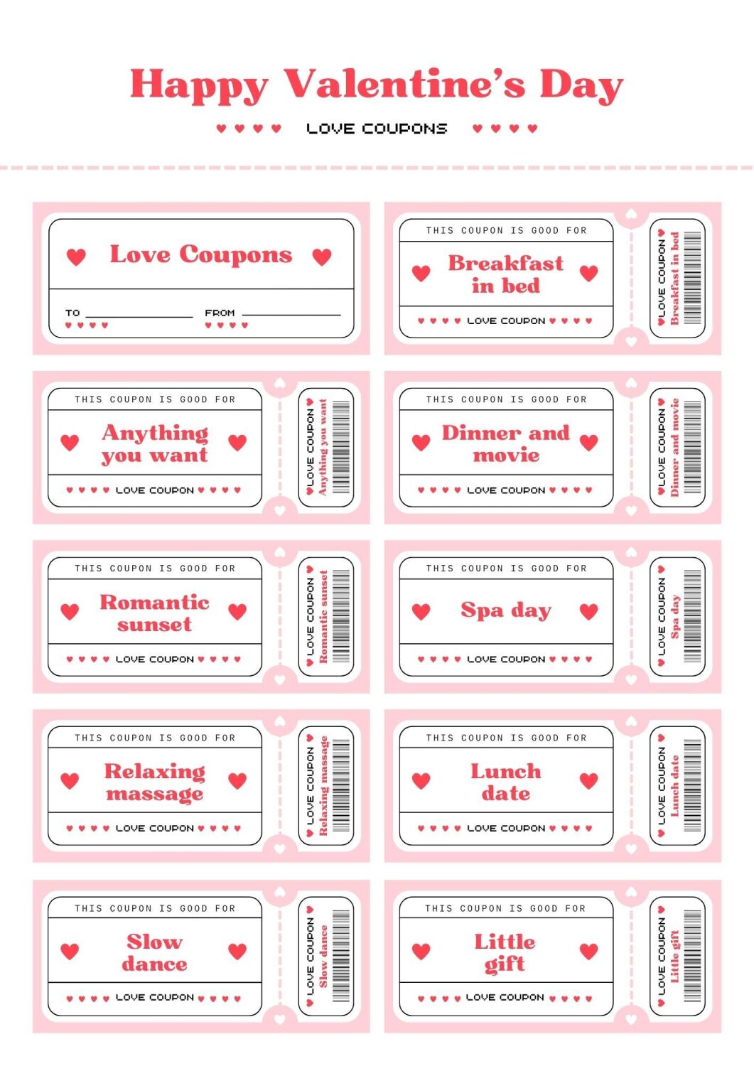 PDF Printable Valentines Day Love Modern Coupons Tickets  - Alternative Gif