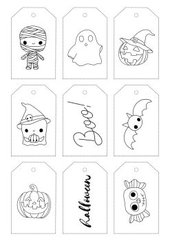 PDF Printable Black & White Halloween Gift Tag