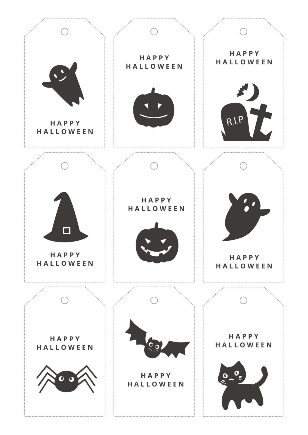 PDF Printable Black & White Halloween Gift Basket Tag