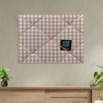 Custom Handmade Bespoke Fabric Pin Memo Notice Photo Cork Memo Board Made With Laura Ashley Pink & White Gingham Check Your Choice of Sizes & Ribbon
