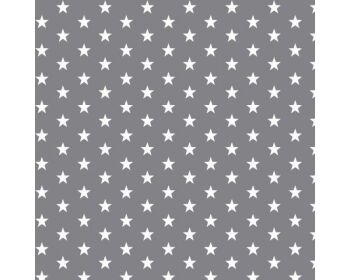 White Stars on Grey 100% Cotton Fabric 57" / 145cm Width Price Per Metre FREE UK DELIVERY
