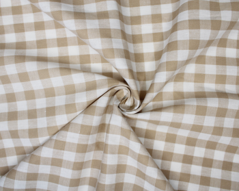 1cm Check Cotton Gingham Check In Camel 100% Cotton 140cm Width Sold By The Metre FREE DELIVERY