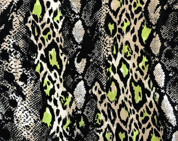 Neon Snakeskin Cotton Jersey Black & Lime Green Fabric 59" Width Price Per Metre FREE UK DELIVERY
