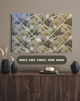 Custom Handmade Bespoke Fabric Pin Memo Notice Bulletin Photo Cork Memo Board With Clarke & Clarke March Hare Linen With Your Choice of Sizes & Ribbon