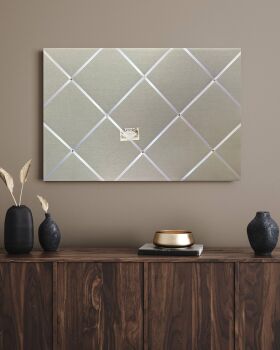 Beige Lightly Padded Fabric Notice Bulletin Memo Cork Board - Bespoke Handcrafted Service - Great gift to display photos, memos, notes etc