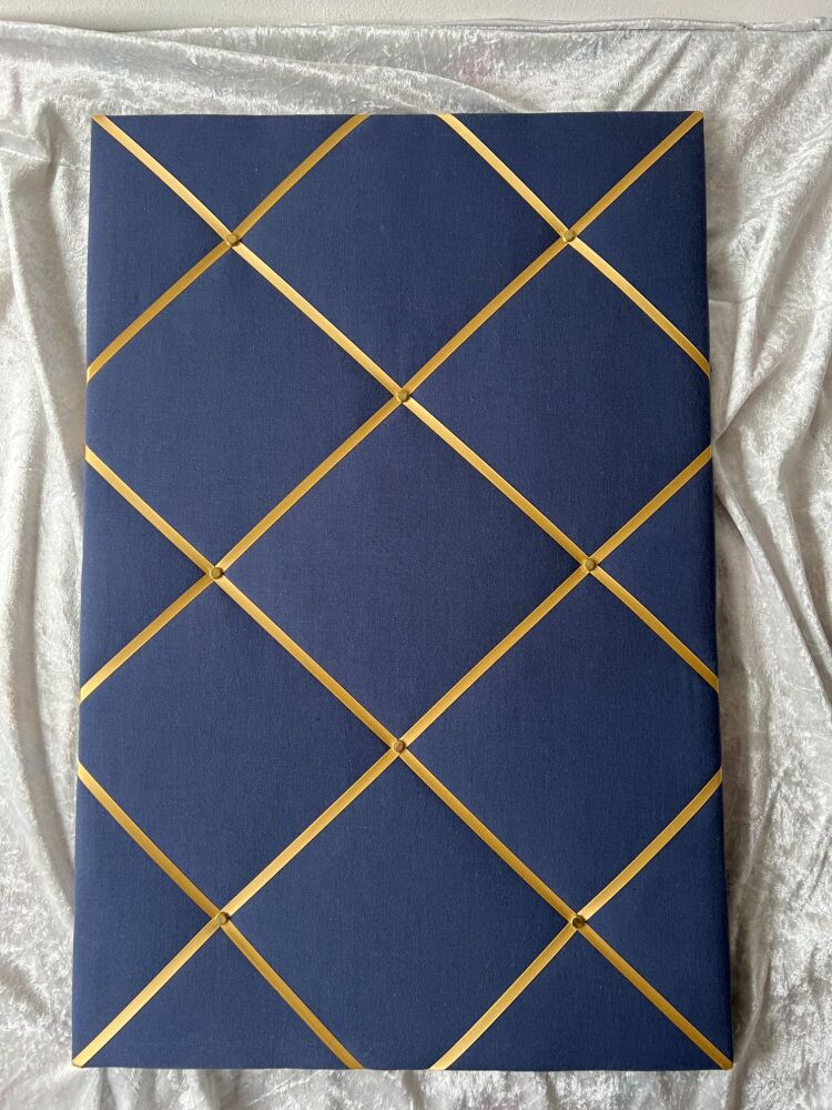 Navy Blue Lightly Padded Fabric Notice Memo Bulletin Board - Made to your s