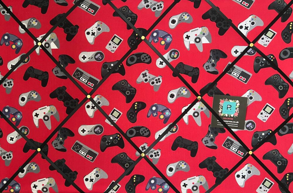 Red Gaming Controllers Console Lightly Padded Fabric Notice Memo Bulletin B