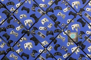 Blue Gaming Controllers Console Lightly Padded Fabric Notice Memo Bulletin Board - Made to your specifications, Great for displaying cards, notes, pho